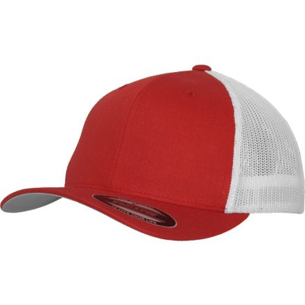 Flexfit baseball sapka Mesh Cotton Twill Trucker 6P piros-fehér