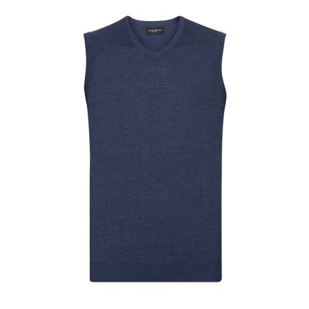 Russell kötött mellény V-Neck melírozott denim