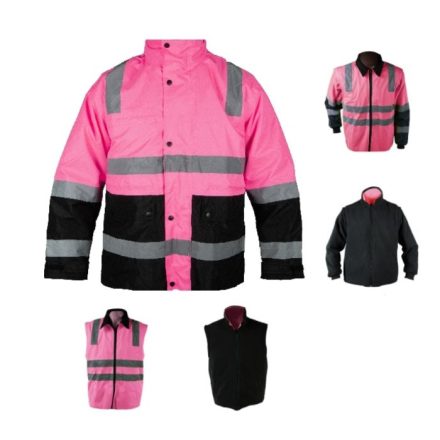 4WRK 6 az 1-ben láthatósági női téli kabát Aurora Winter neon pink-fekete