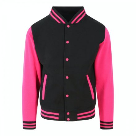 AWDis pulóver Varsity 330 fekete-pink