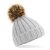 Beechfield gyerek sapka Fur Pom Pom Chunky Beanie világosszürke