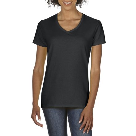 Gildan női póló Premium Cotton V-Neck 185 fekete