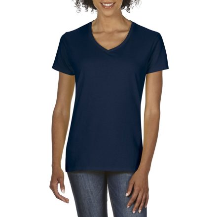 Gildan női póló Premium Cotton V-Neck 185 tengerkék