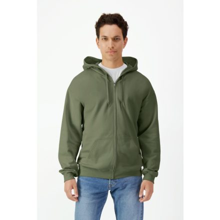 Gildan pulóver SoftStyle Midweight FZ Hoodie 285 military