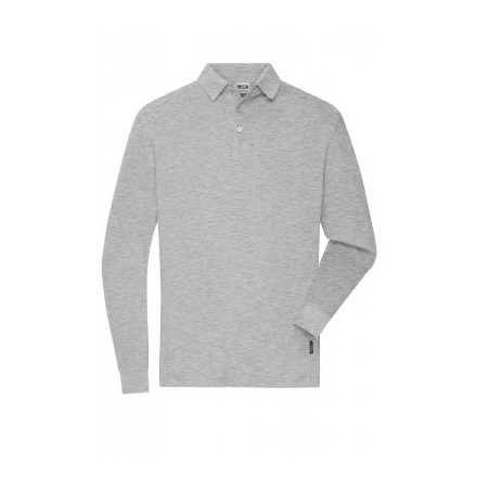 James&Nicholson hosszú ujjú galléros póló Workwear 200 melírozott szürke
