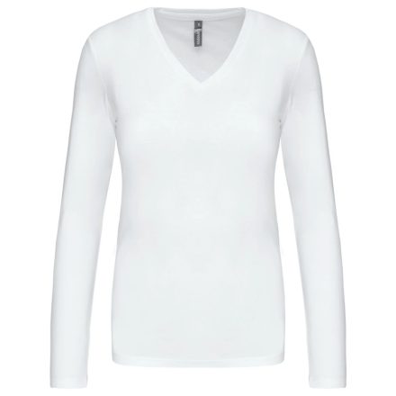 Kariban hosszú ujjú női póló V-Neck 180 fehér