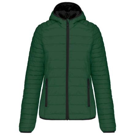 Kariban bélelt női dzseki Light Hooded 340 erdőzöld