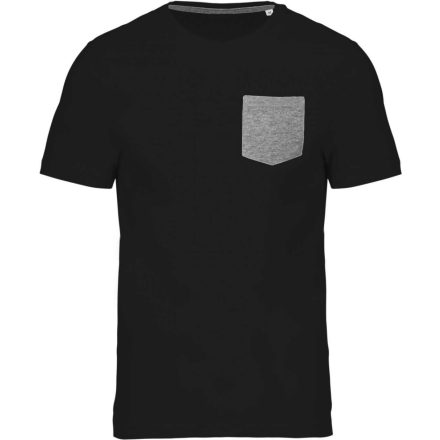 Kariban póló Organic Cotton Pocket 155 fekete-melírozott szürke