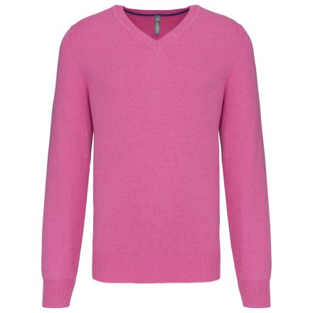 Kariban kötött pulóver Premium Jumper V-Neck melírozott pink